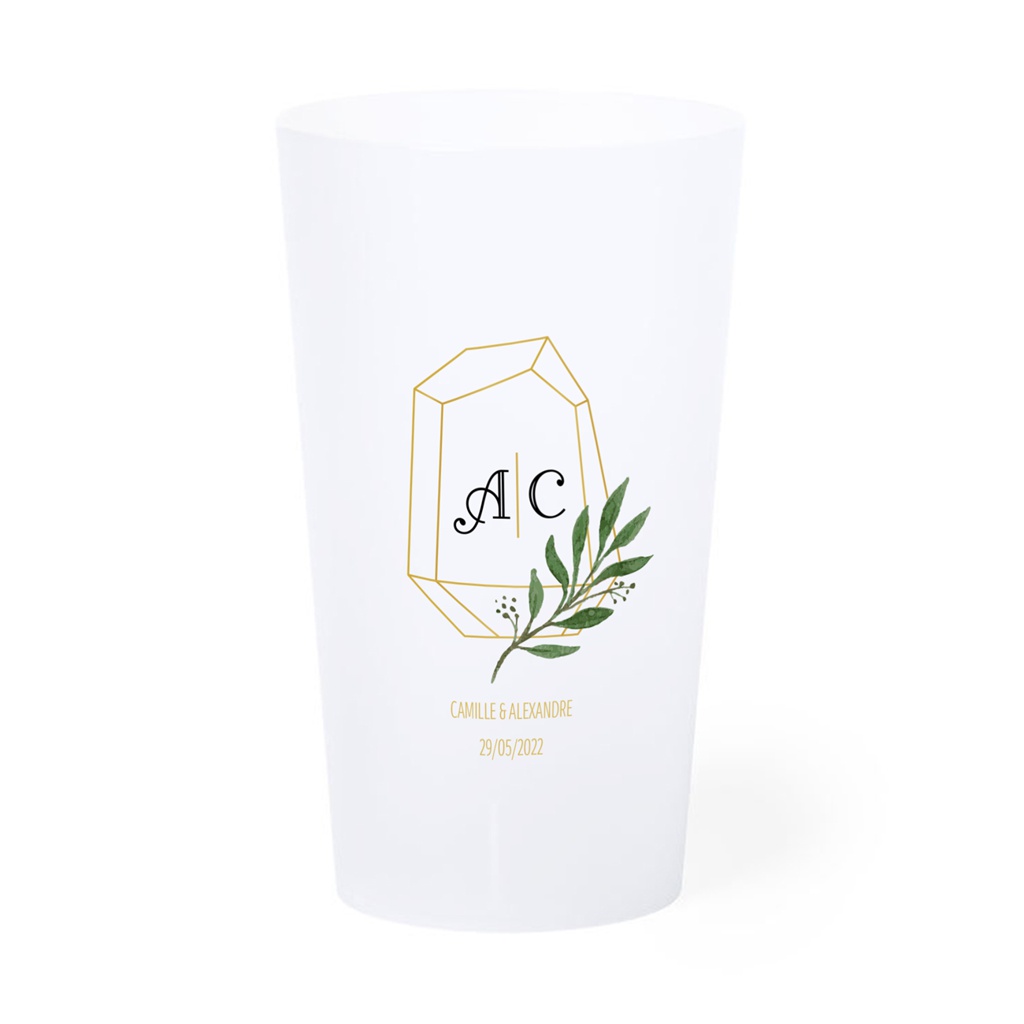 Translucent 33cl personalized cup - Four-color process printing 12.6 cm (Ghost)