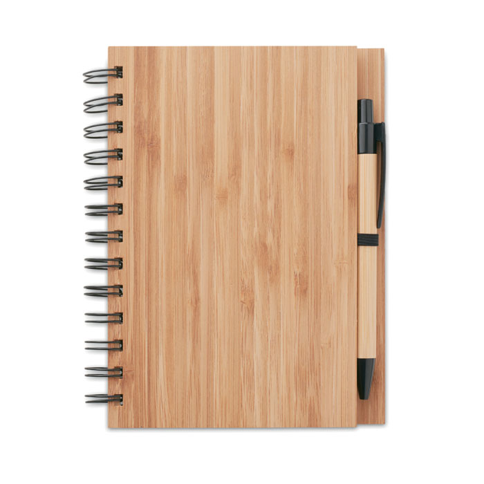 Un cuaderno con cubierta de bambú que viene con un bolígrafo a juego - Yafforth - Agoncillo