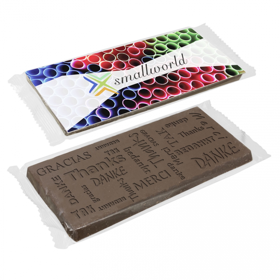 Una barra de chocolate con 'Gracias' escrito en varios idiomas - Hardwick - Santa Cruz del Retamar