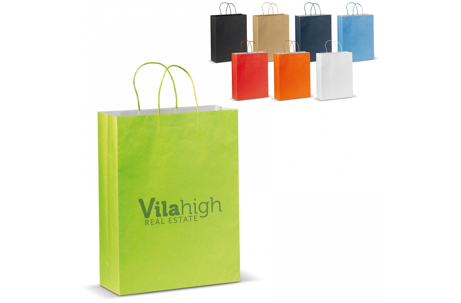 Bolsa grande de papel mate ecológico con asas de papel trenzado - Lechón