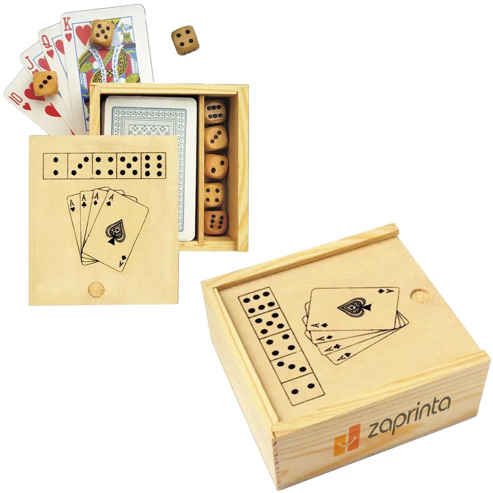 Conjunto de Cartas y Dados en Caja de Madera - Irixoa