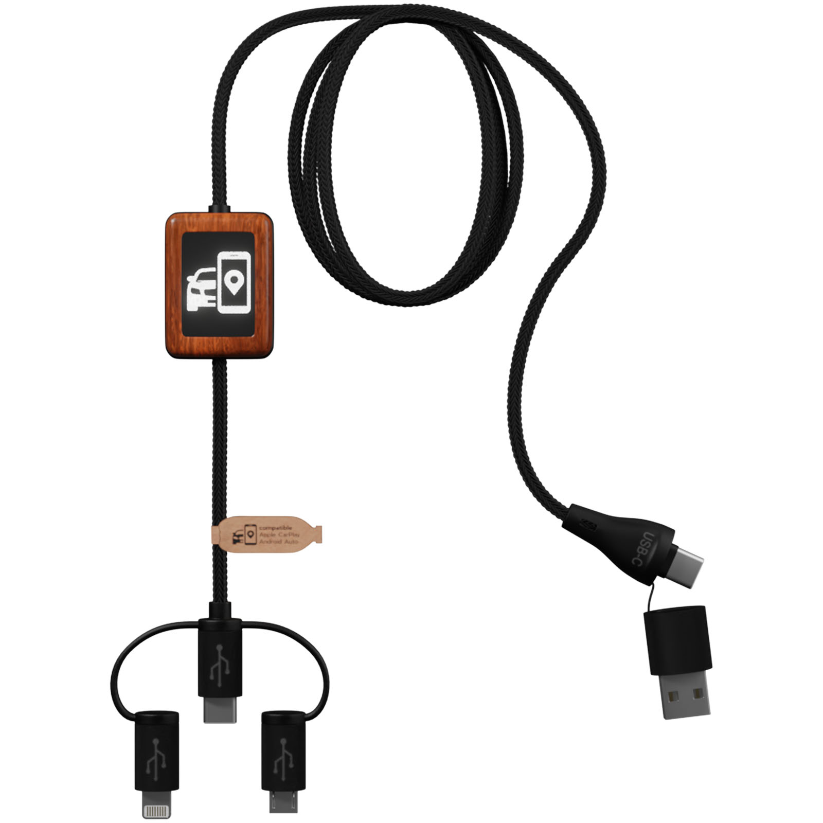 Cable sostenible de carga y transferencia de datos con logotipo iluminado - Molins de Rei