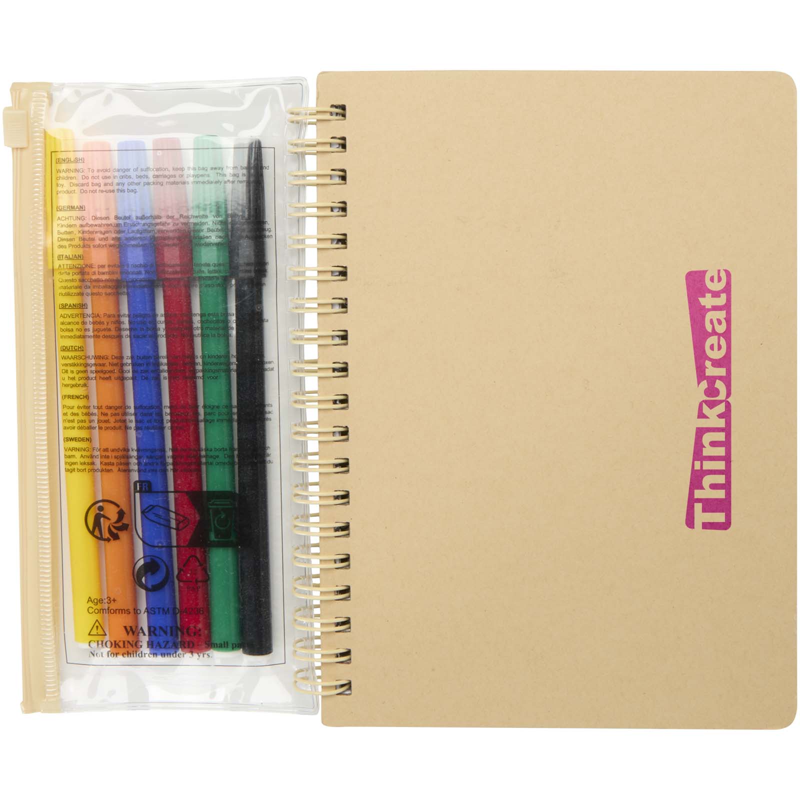 Cuaderno Squiggle B6 con tapa dura y set de rotuladores