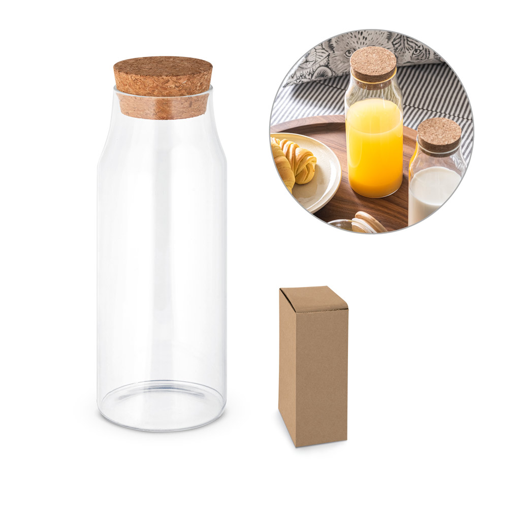 Botella de Vidrio Borosilicato con Tapa de Corcho 1000ml - Slindon - Cardedeu
