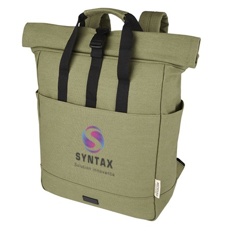 Mochila de lona reciclada enrollable de 15” para portátil 15L - Illescas