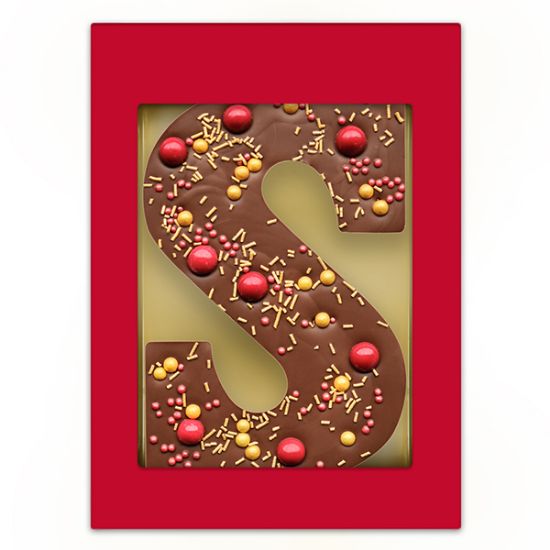 Letra de Sinterklaas de lujo en chocolate con leche con decoración - Jimena