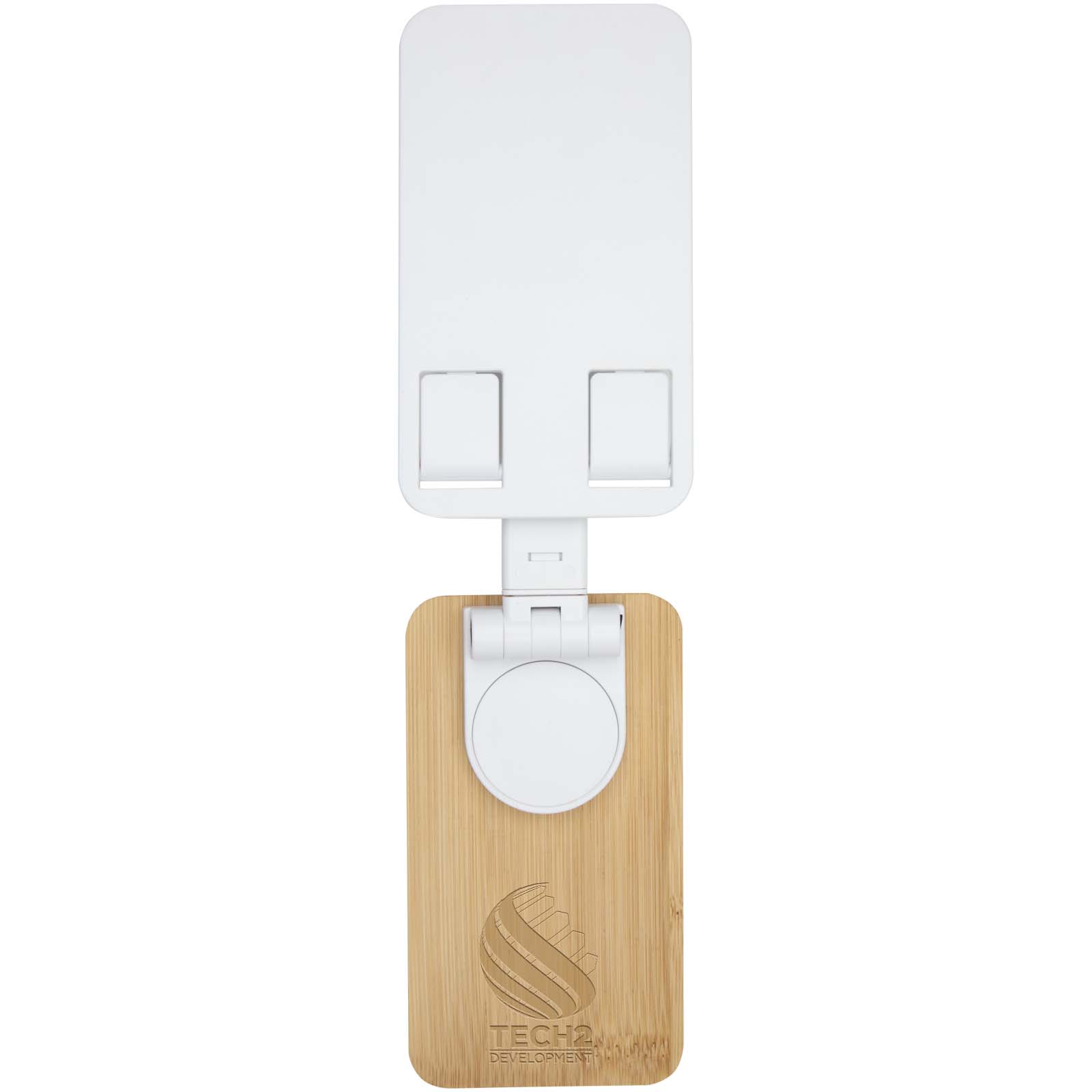 Soporte plegable para teléfono de escritorio de plástico reciclado con detalles de bambú - Pizarra