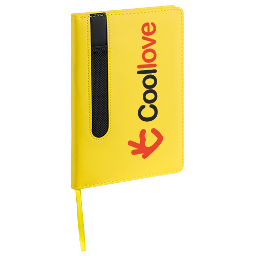 Cuaderno de tacto suave de cuero PU con funda para bolígrafo - Ocaña