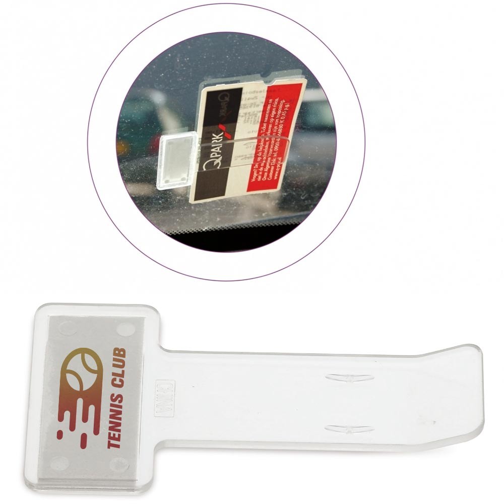 Porta Boletos de Estacionamiento Transparente - Arratzua-Ubarrundia impreso con logotipo