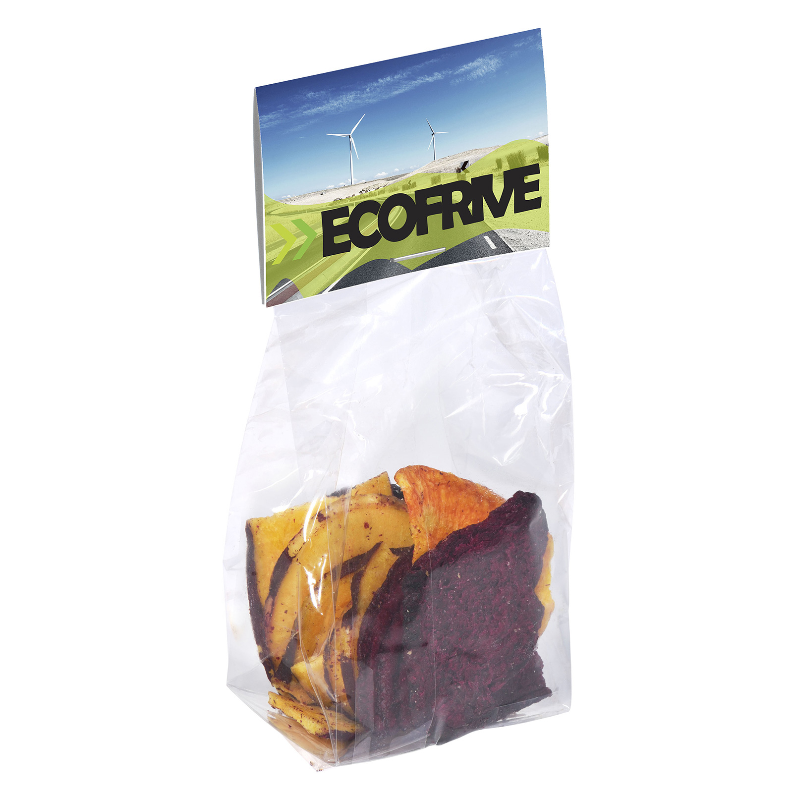 Bolsa transparente para chips de vegetales con tarjeta de encabezado impresa - As Pontes de García Rodríguez