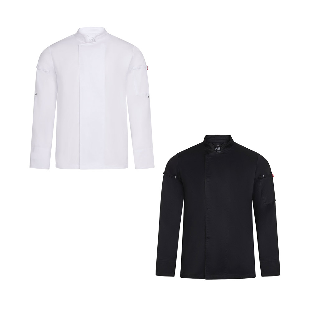 VL AGNI. Chaqueta de cocina unisex (190 g/m²) de algodón (35%) y poliéster reciclado (65%)