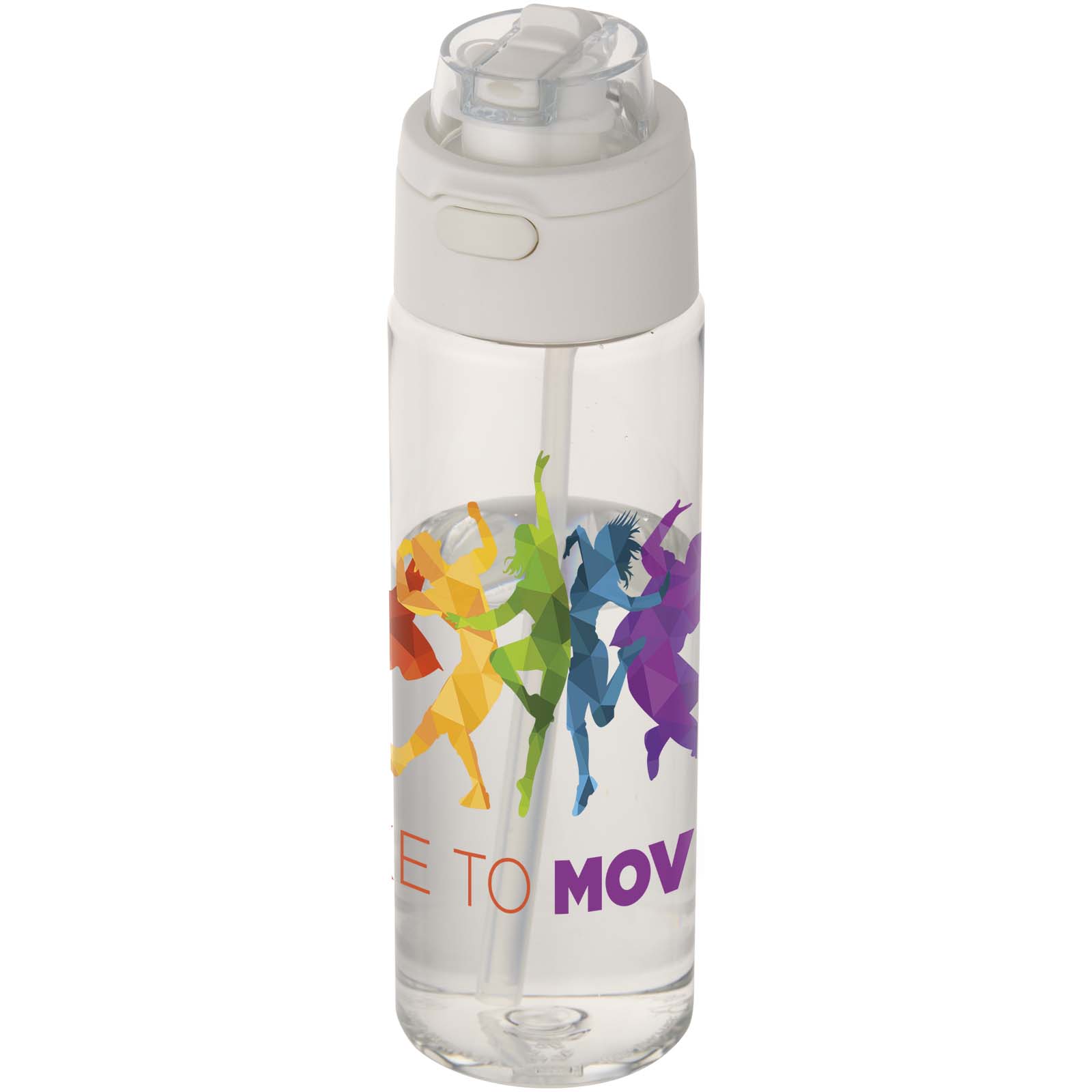 Botella de agua Theron de 700 ml de plástico reciclado con tapa de doble función y pajita plegable.