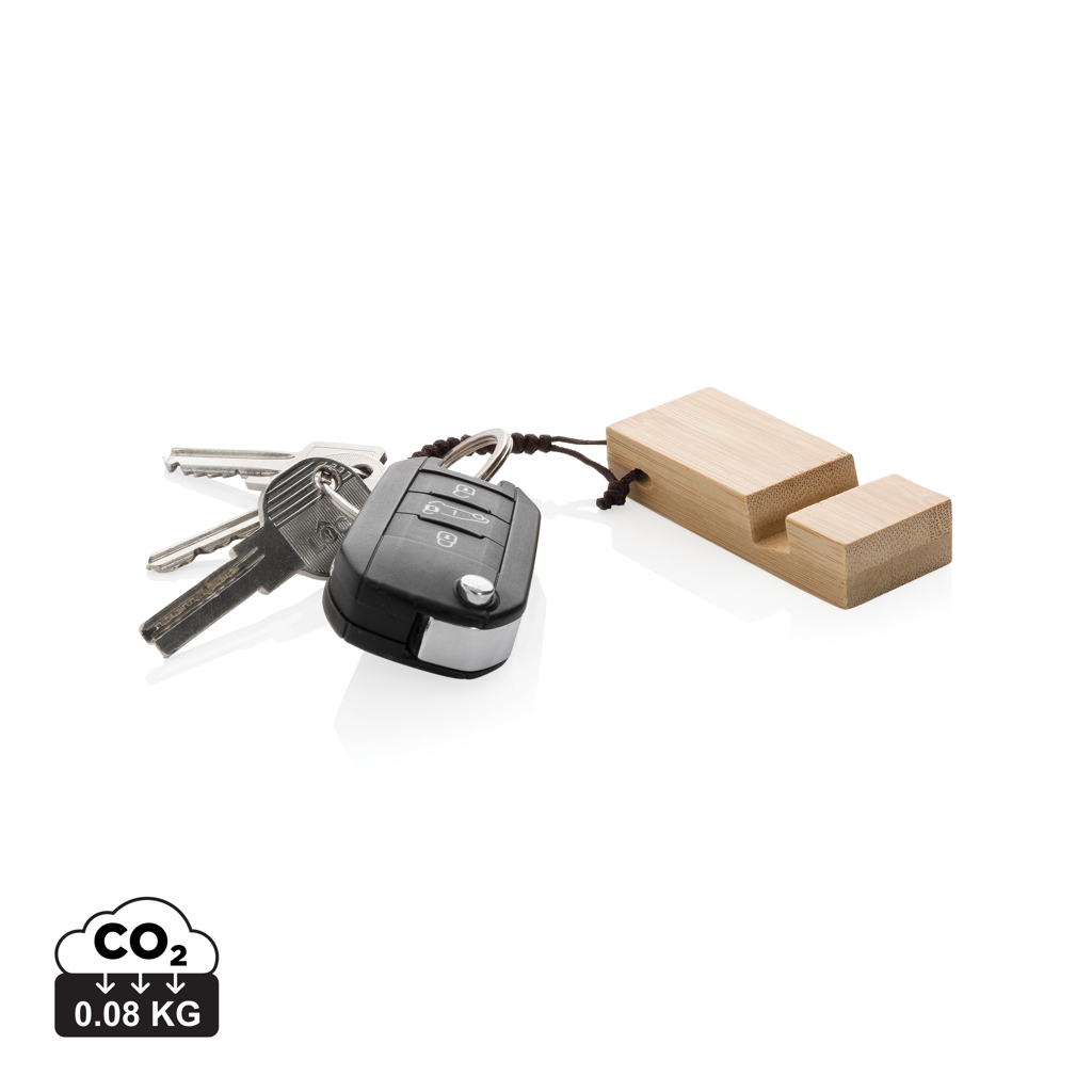 Soporte de bambú para teléfono en llavero - Arroyo del Ojanco