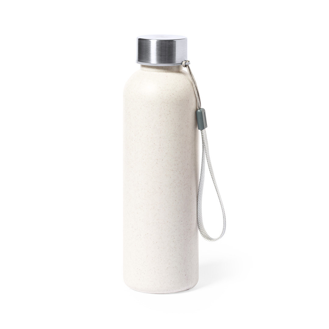 Botella de agua PE veteada de 600ml sin BPA con tapa de acero inoxidable y correa de transporte - Marinaleda