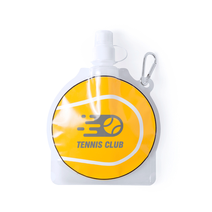 Botella de Agua PET Flexible con Tema Deportivo y Mosquetón 480ml - Aldeaquemada