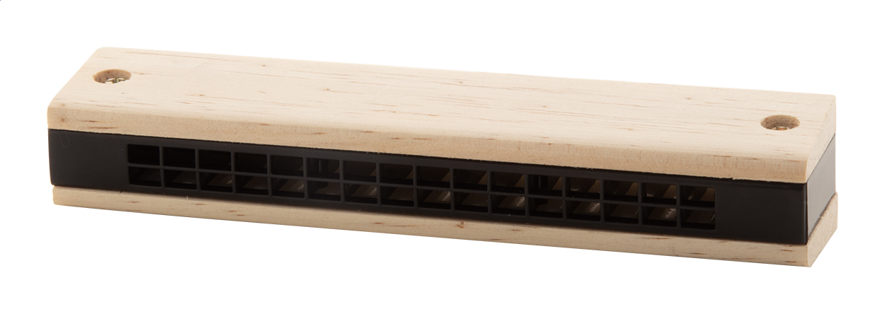 Armonica de madera y plástico - Alanís impreso con logotipo