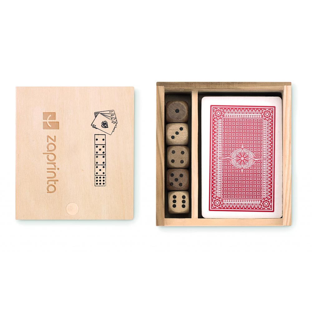 Juego de Cartas y Dados en Caja de Madera - Xixona