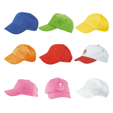 Gorra de béisbol de algodón de 5 paneles para niños con correa de velcro - Muro de Aguas