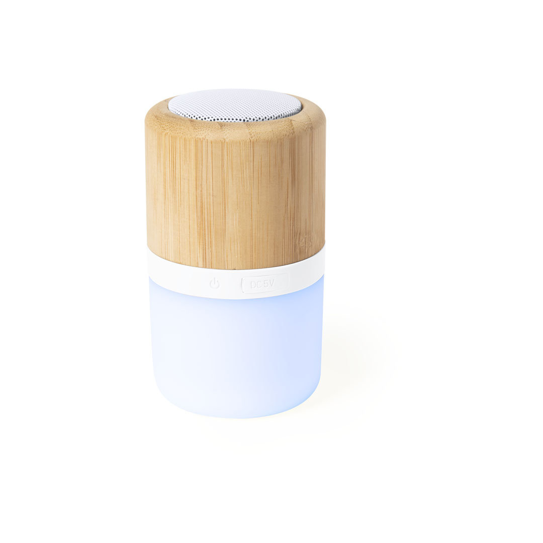 Altavoz Bluetooth de línea natural de bambú con tecnología inteligente LED - Madridejos
