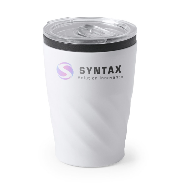 Copa de Cuerpo Biselado de Acero Inoxidable con Tapa Transparente 350ml - Vilassar de Dalt