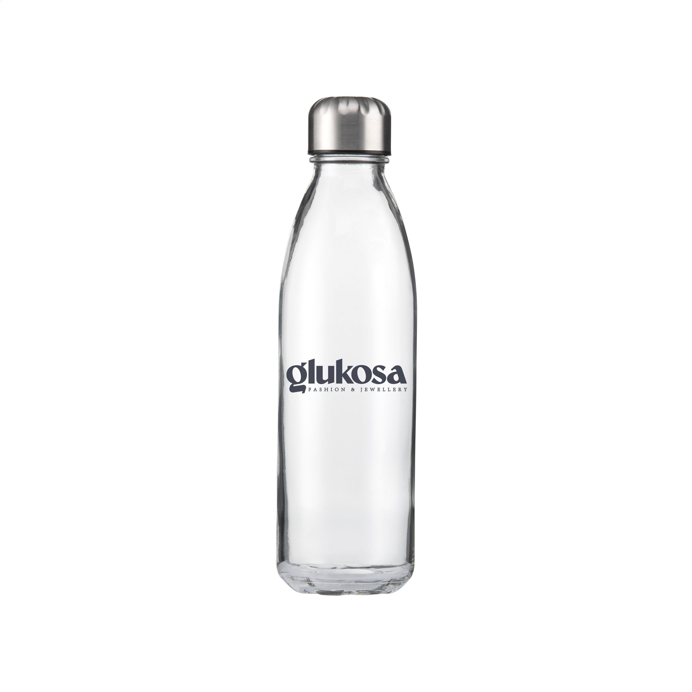 Botella de Agua de Vidrio Sodo-Cálcico de Lujo con Tapa de Acero Inoxidable - Lagata