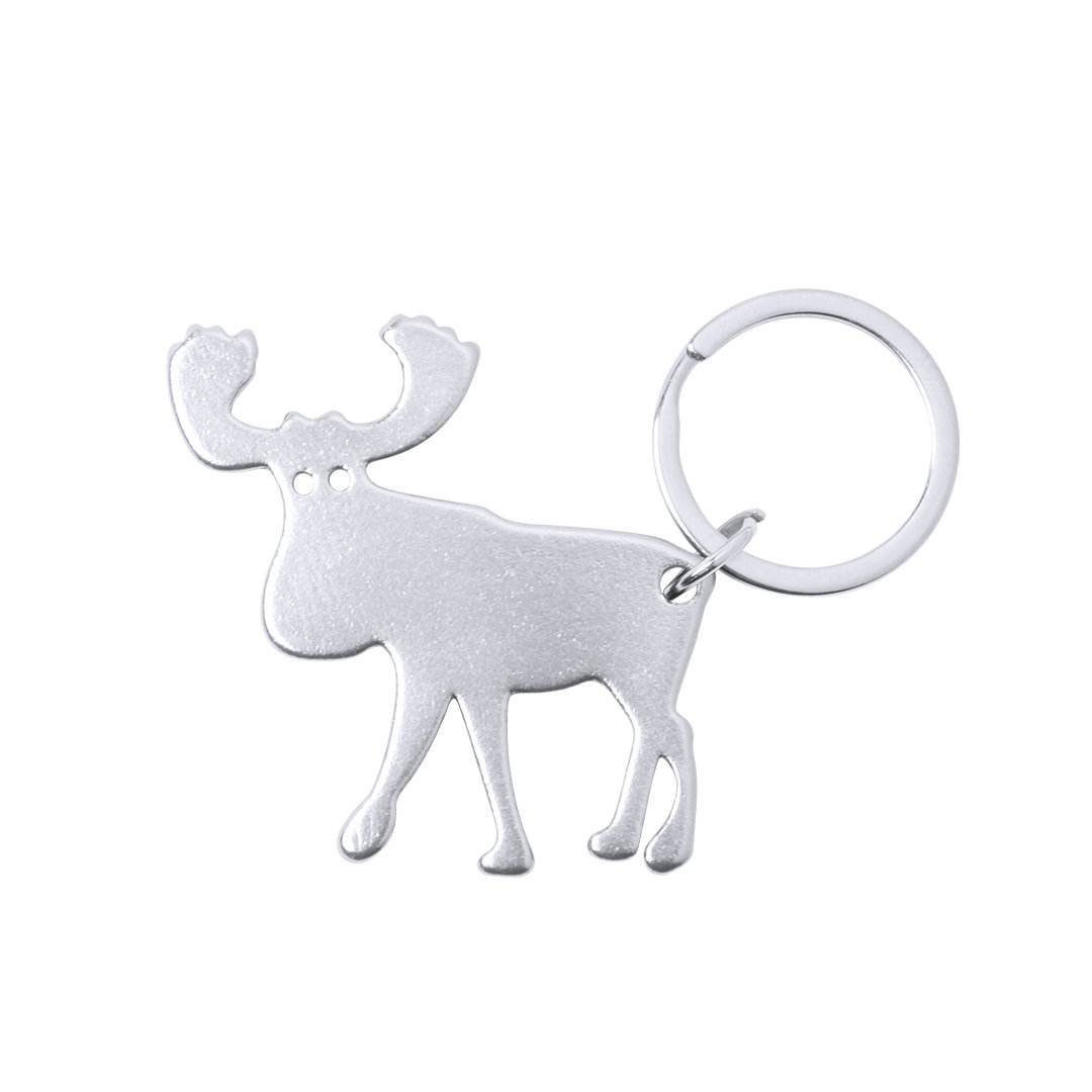 abrebotellas en forma de llavero hecho de aluminio y diseñado en forma de reno - Calahorra