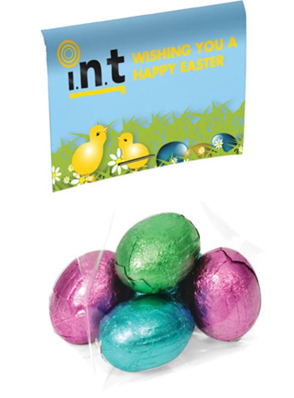 Tarjeta impresa con Huevos de Pascua de Chocolate - Iruña de Oca