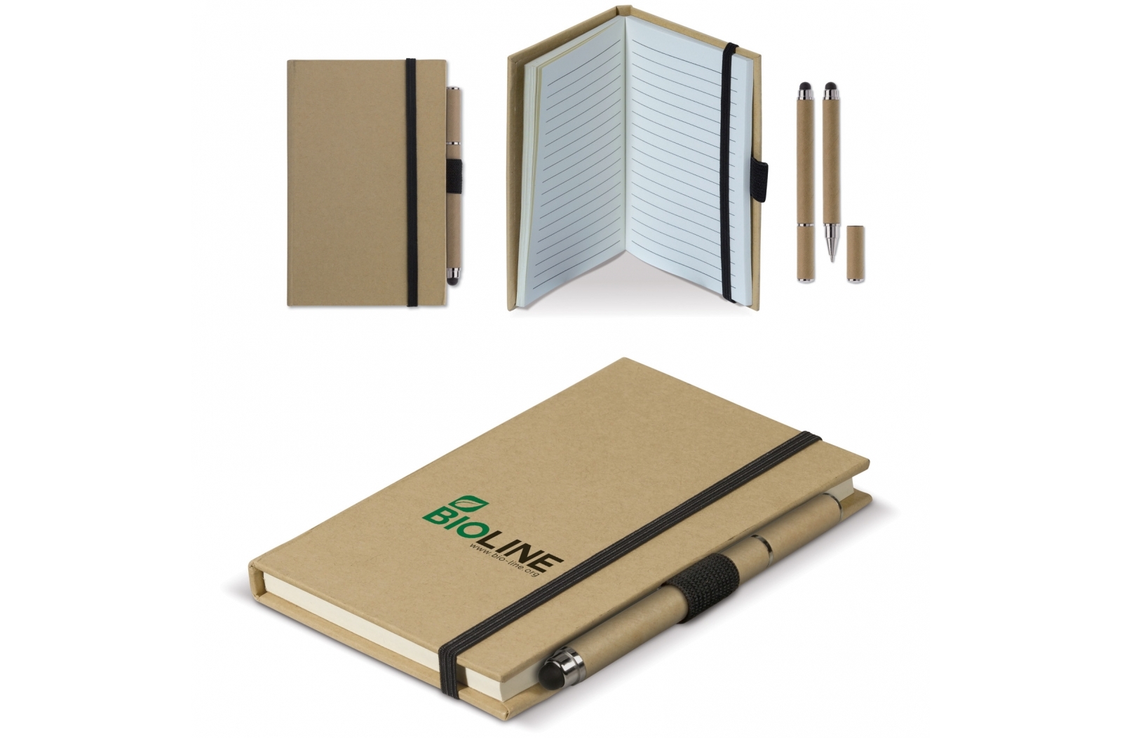 Cuaderno A6 con cubierta de cartón y lápiz stylus - Bierge