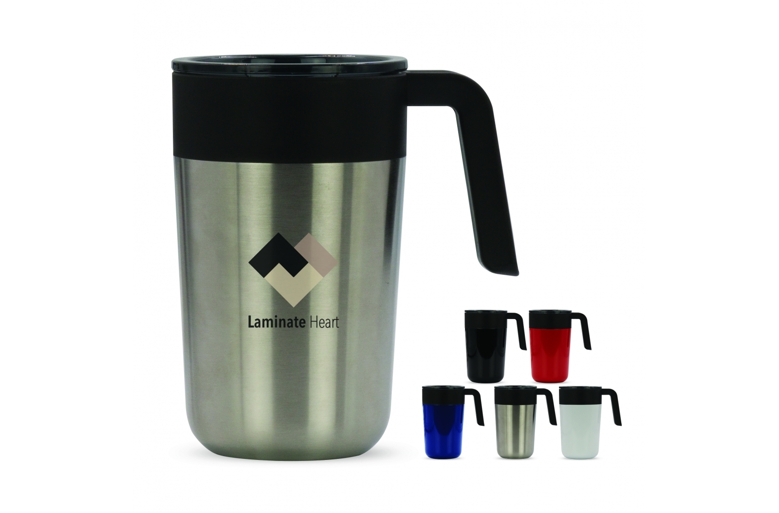 Taza de café de acero inoxidable de doble pared con tapa 400ml - Numancia de la Sagra