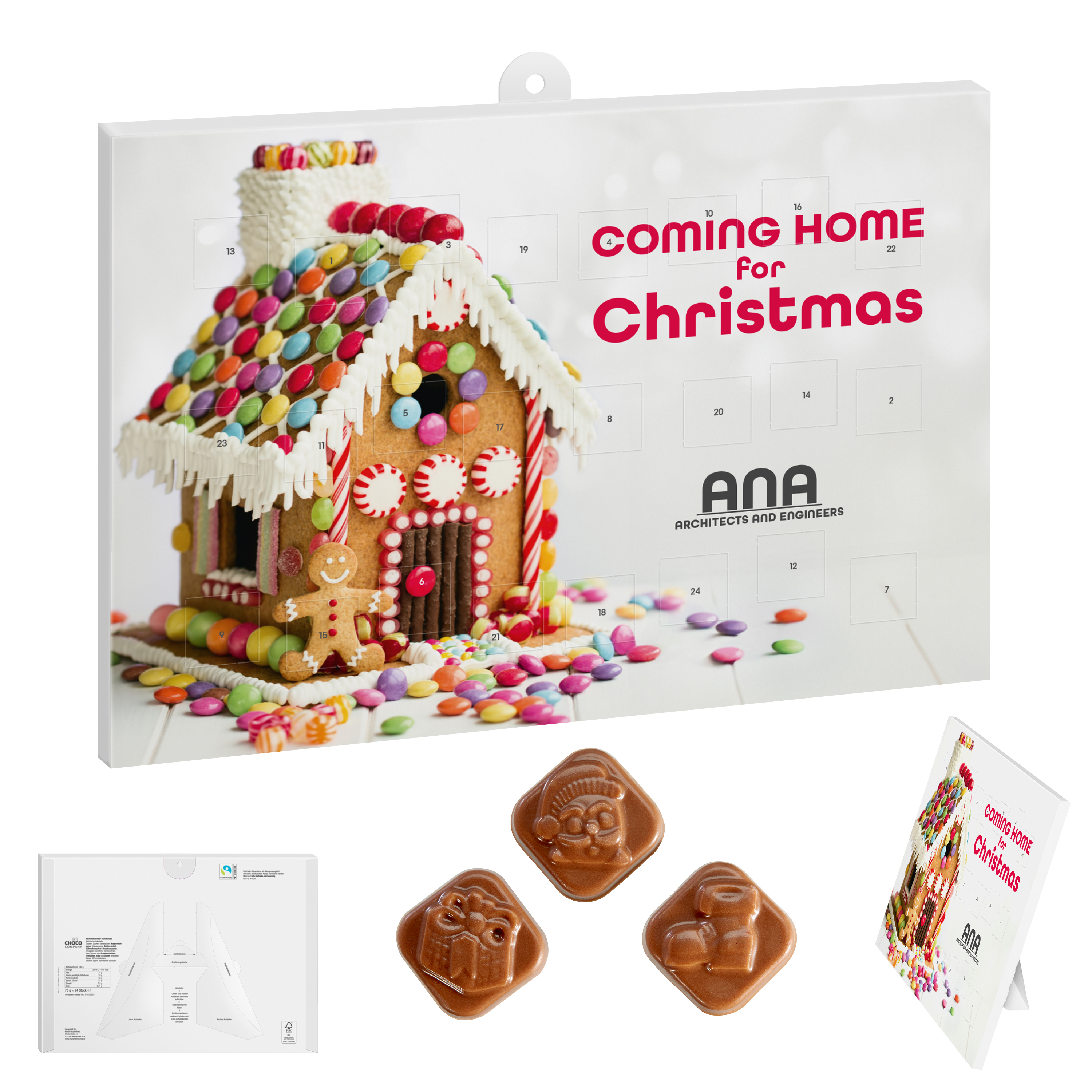 Calendario Clásico de Chocolate - Zas impreso con logotipo