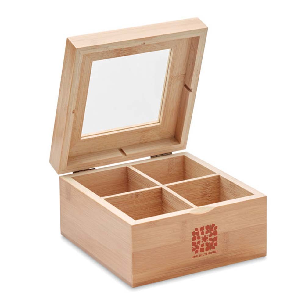 Caja de Té de Bambú con Tapa de Vidrio - Torre la Ribera