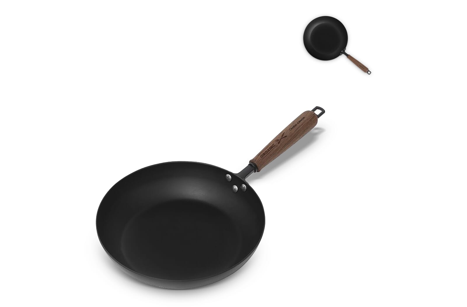 Sartén de Hierro Forjado Serie Herrero - Es Mercadal impreso con logotipo