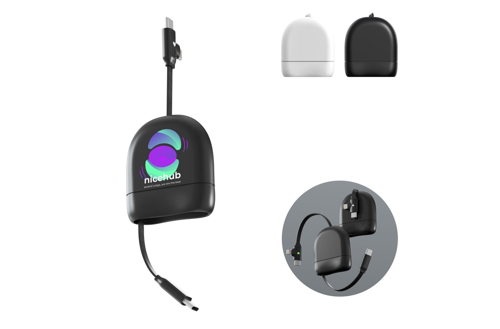 Xoopar ICE-R Cable retráctil USB-C y Lightning 60W 1 metro