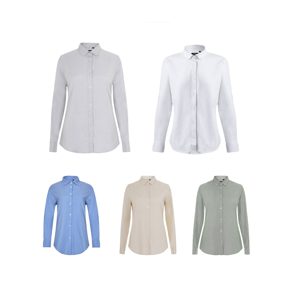 VL PRITHVI MUJER. Camisa oxford (180 g/m²) para mujeres, hecha de algodón (50%), poliéster (45%) y elastano (5%)