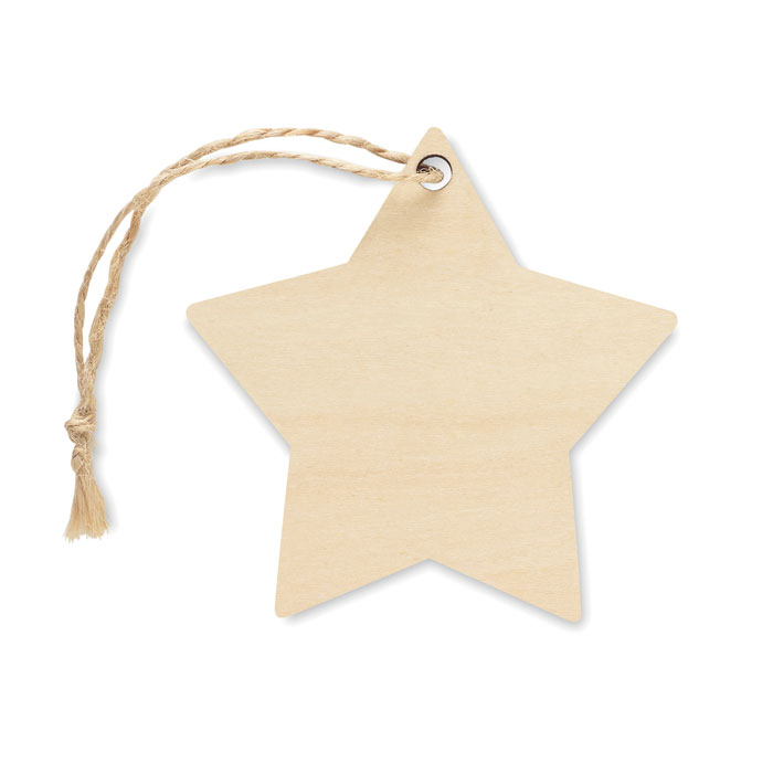 Adorno de Navidad de madera contrachapada en forma de estrella con cuerda de yute para sublimación - Tibi