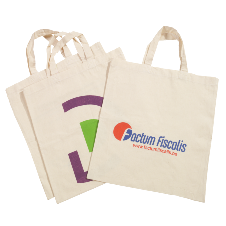 Bolsa de algodón de color natural con asas cortas - Valle de Abdalajís