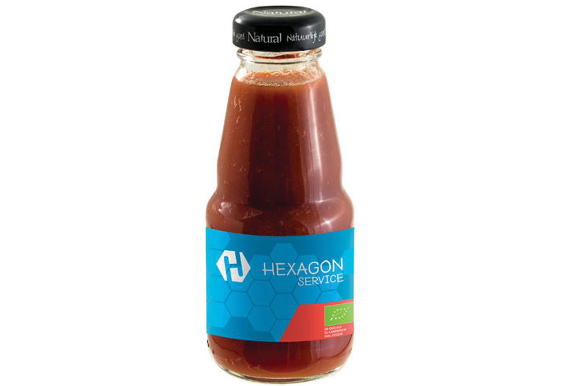 Botella de vidrio de jugo de tomate de 200 ml con tapa negra - Aldeburgh - Navahermosa