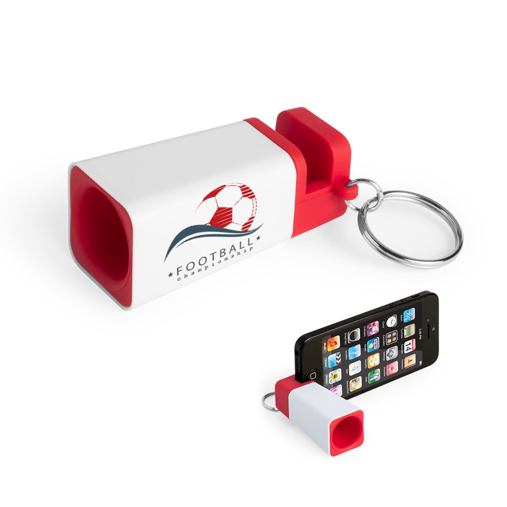 Altavoz con llavero de diseño minimalista bicolor con soporte - Santurde de Rioja