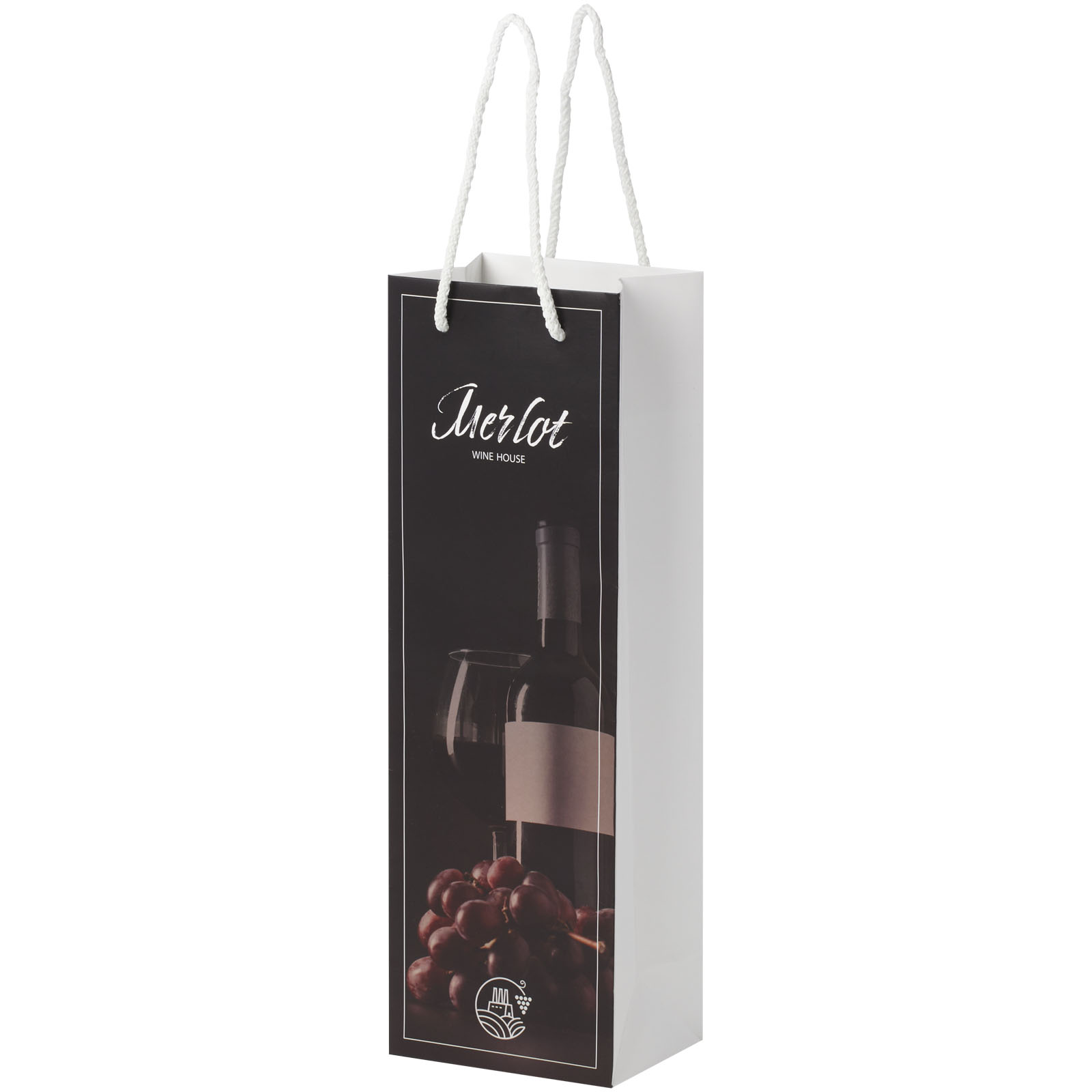 Bolsa de papel tamaño botella de vino mate hecha a mano con asas de plástico - Olost
