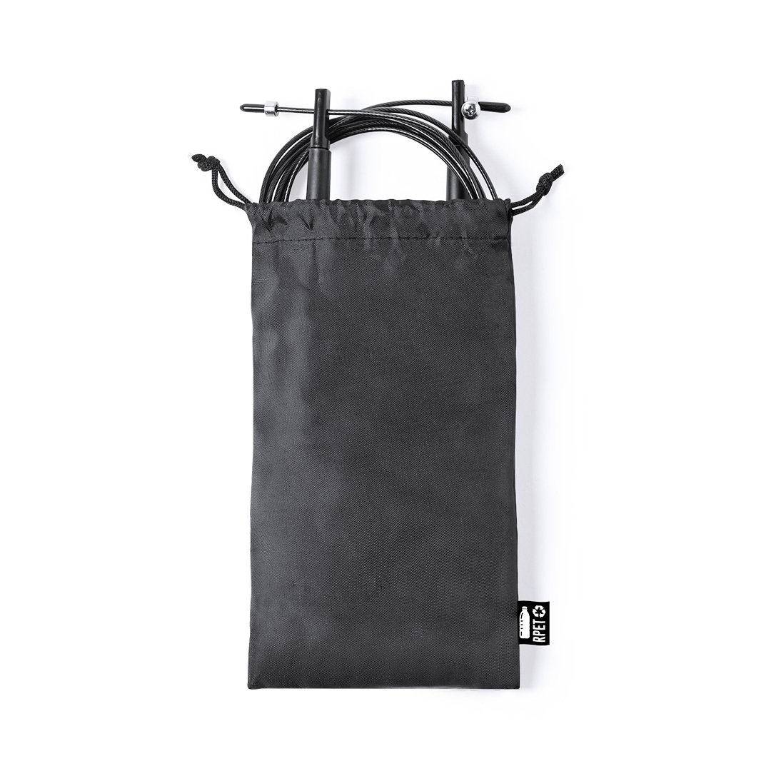 Cuerda de saltar ajustable de acero con bolsa de poliéster RPET - Lugo