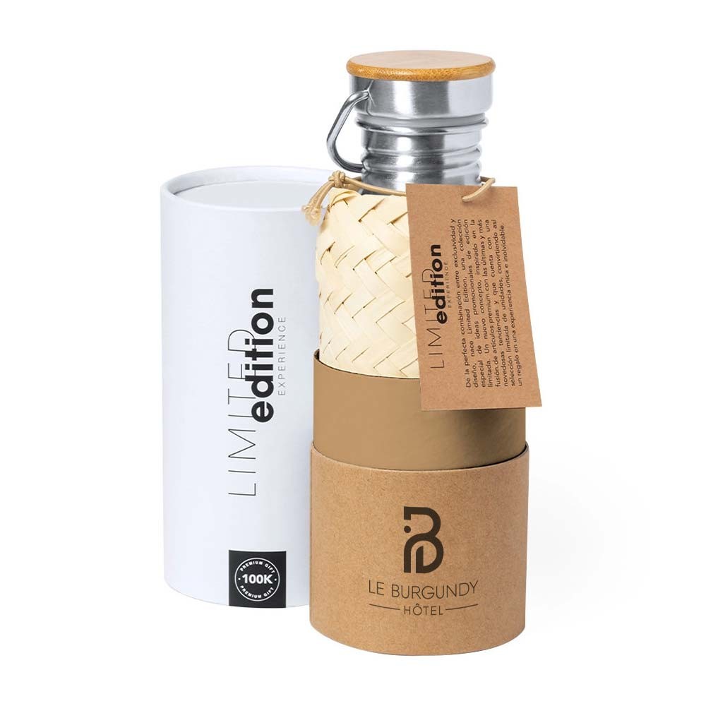 Botella de Acero Inoxidable de Diseño Ecológico de Edición Limitada con Base de Bambú - Nalda