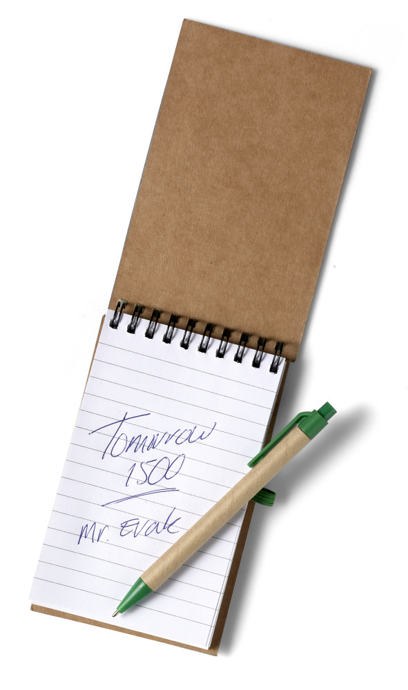 Cuaderno encuadernado de cartón reciclado con bolígrafo retráctil - Algaida