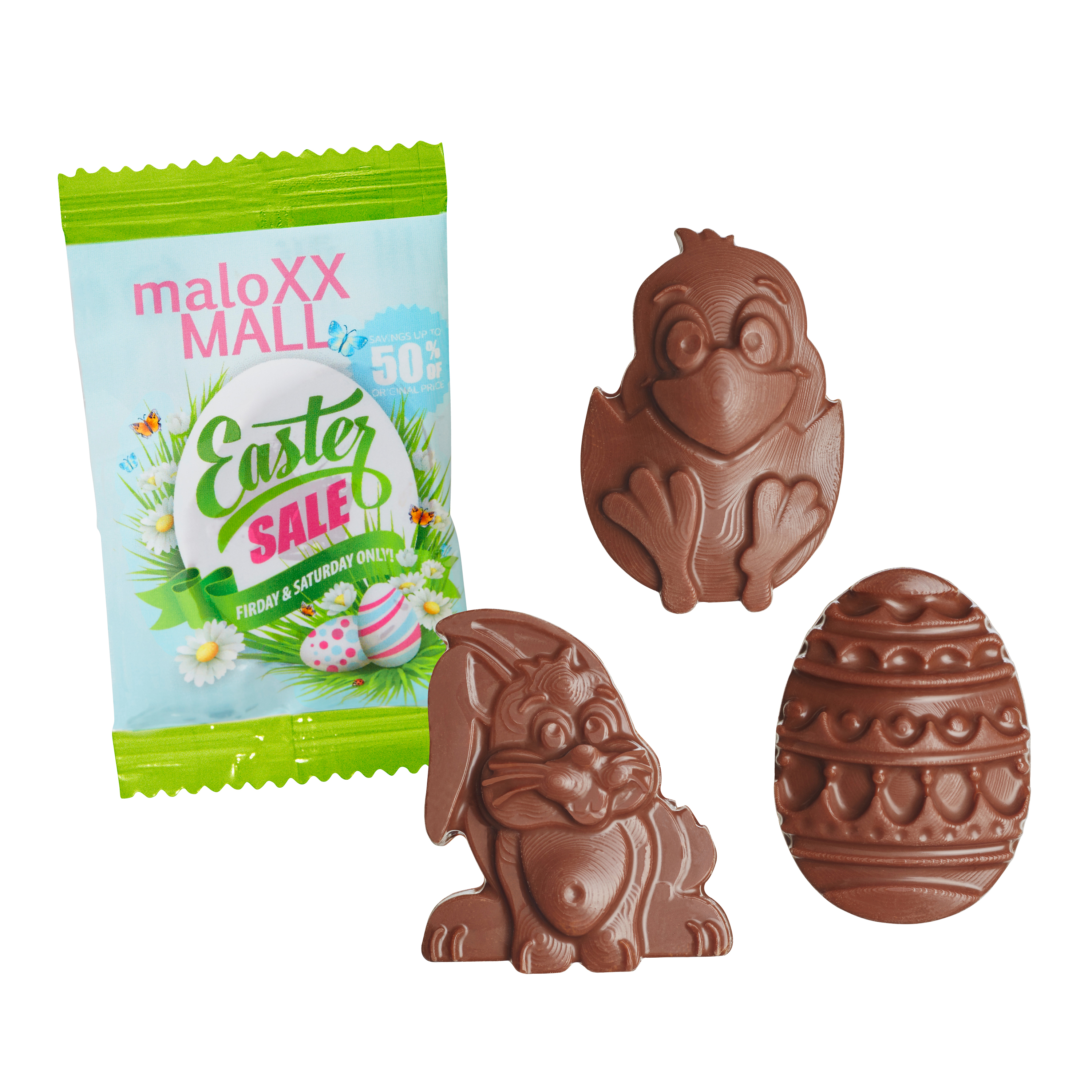 Formas de Chocolate de Pascua - Manacor impreso con logotipo