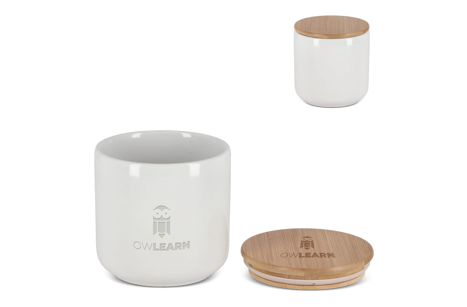 Tarro Elegante de Cerámica y Bambú - Castillo de Locubín bedrukken met logo