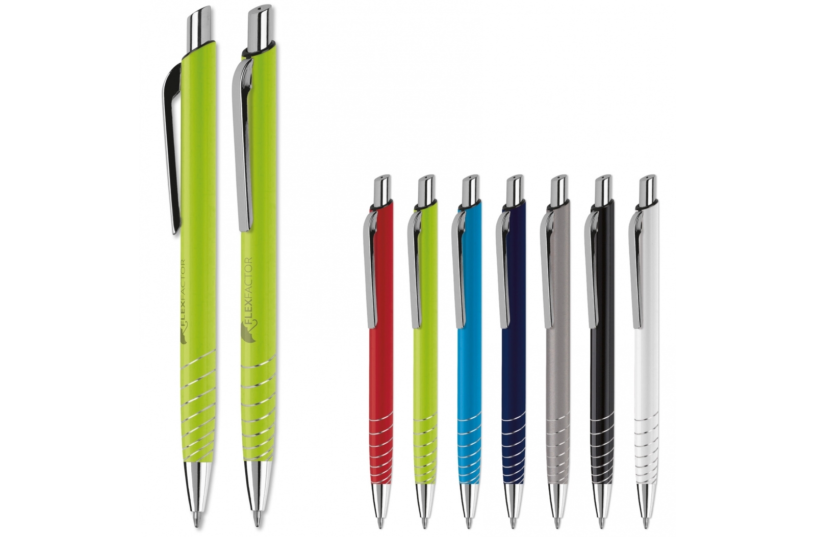 Bolígrafo de aluminio con diseño de anillos retorcidos - Ojacastro