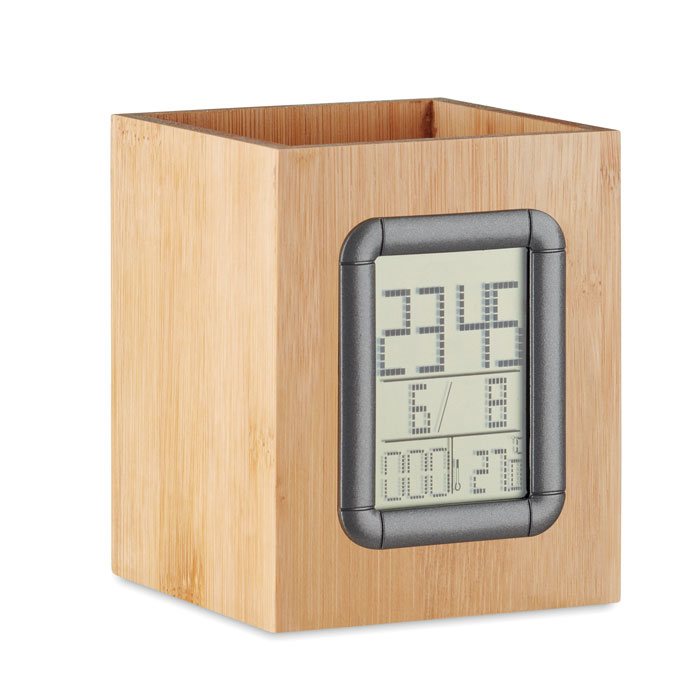 Portalápices de Bambú con Calendario, Alarma, Termómetro - Bishop Burton - Albanchez de Mágina