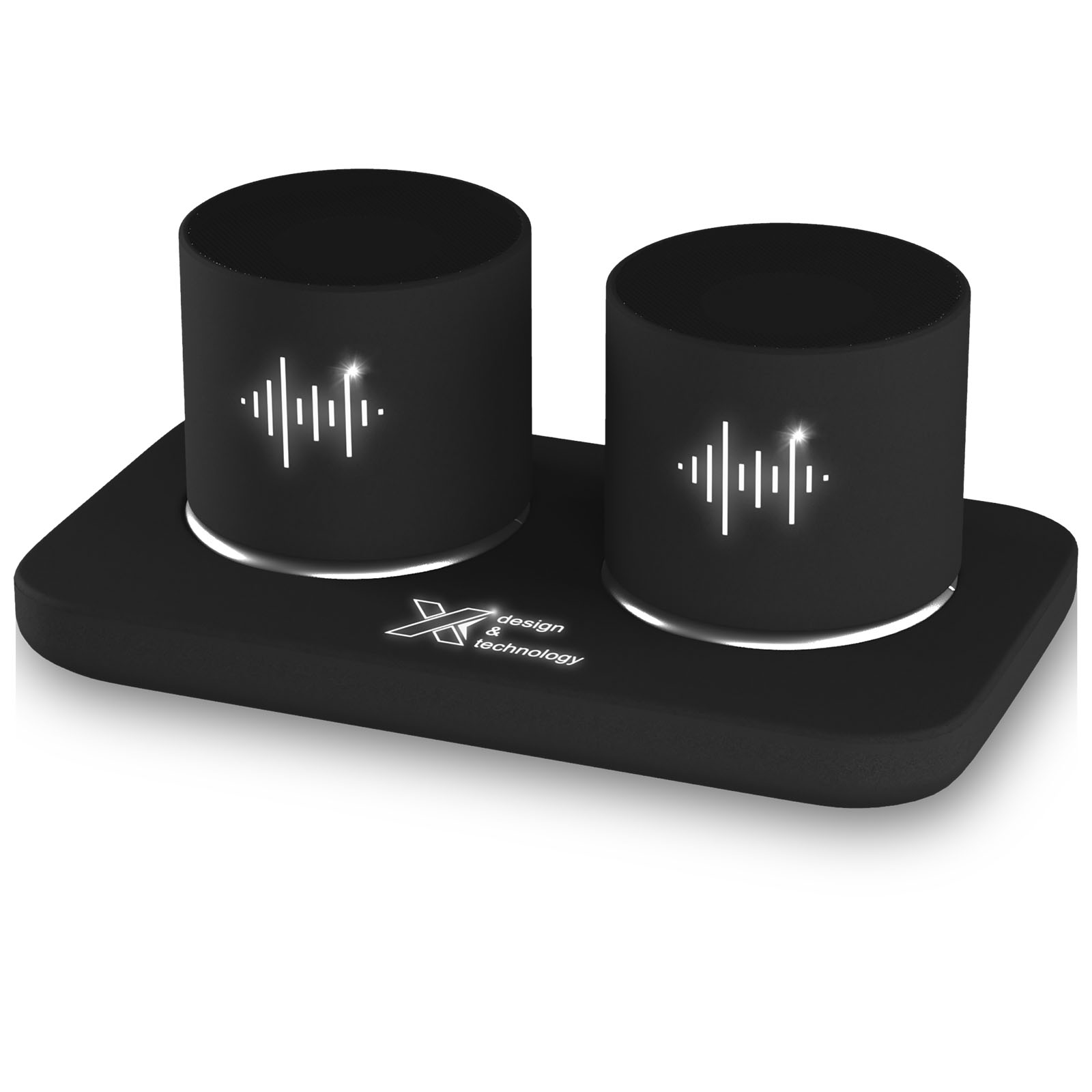 Altavoz portátil dual para conferencias con logotipo iluminado - Marchena