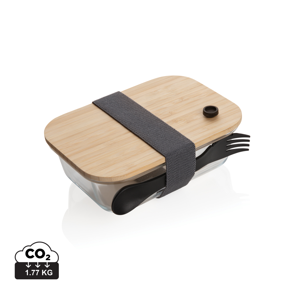 Caja Bento de Vidrio con Tapa hermética de Bambú - Badarán