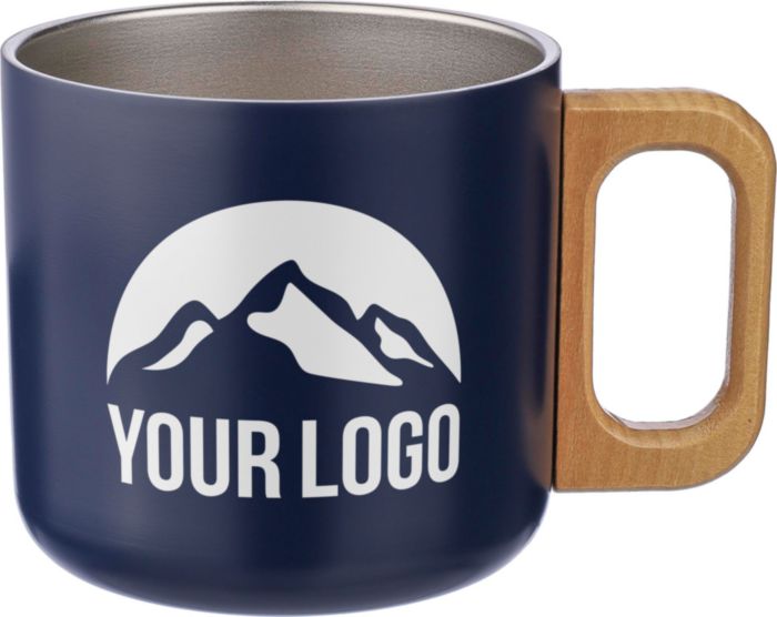 Taza de acero inoxidable reciclado con asa de madera 400 ml - Fiscal