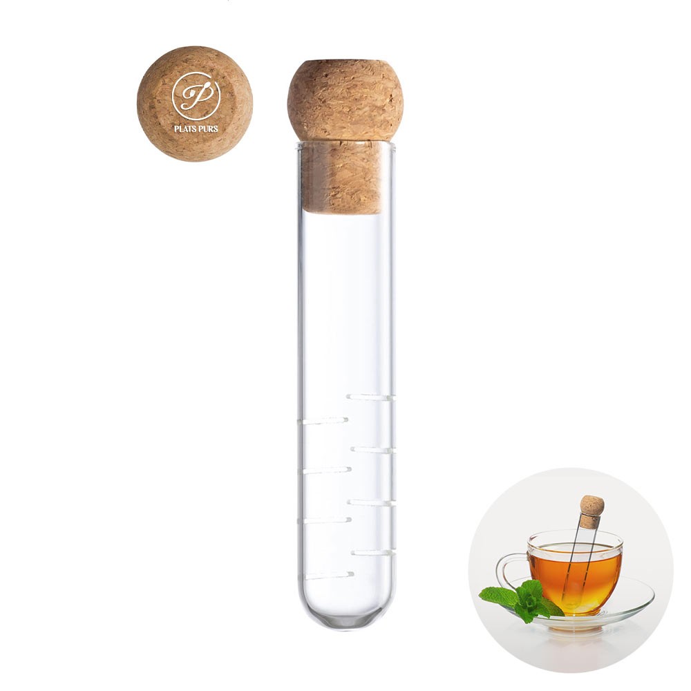 Infusor de té de vidrio con tapón de corcho natural - Carboneros